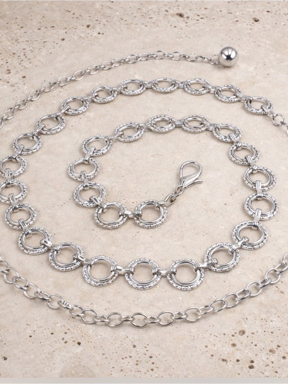 Elan Silver Interlocking Circle Chain Belt